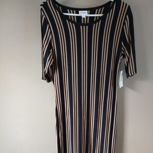 LULAROE JULIA BLACK AND TAN SZ L NWT